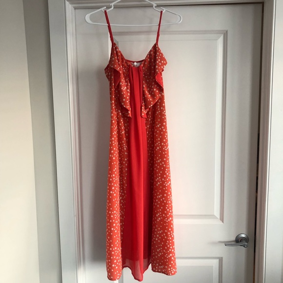 Esley - Red/Orange Polka Dot Midi - Size S - Picture 5 of 6